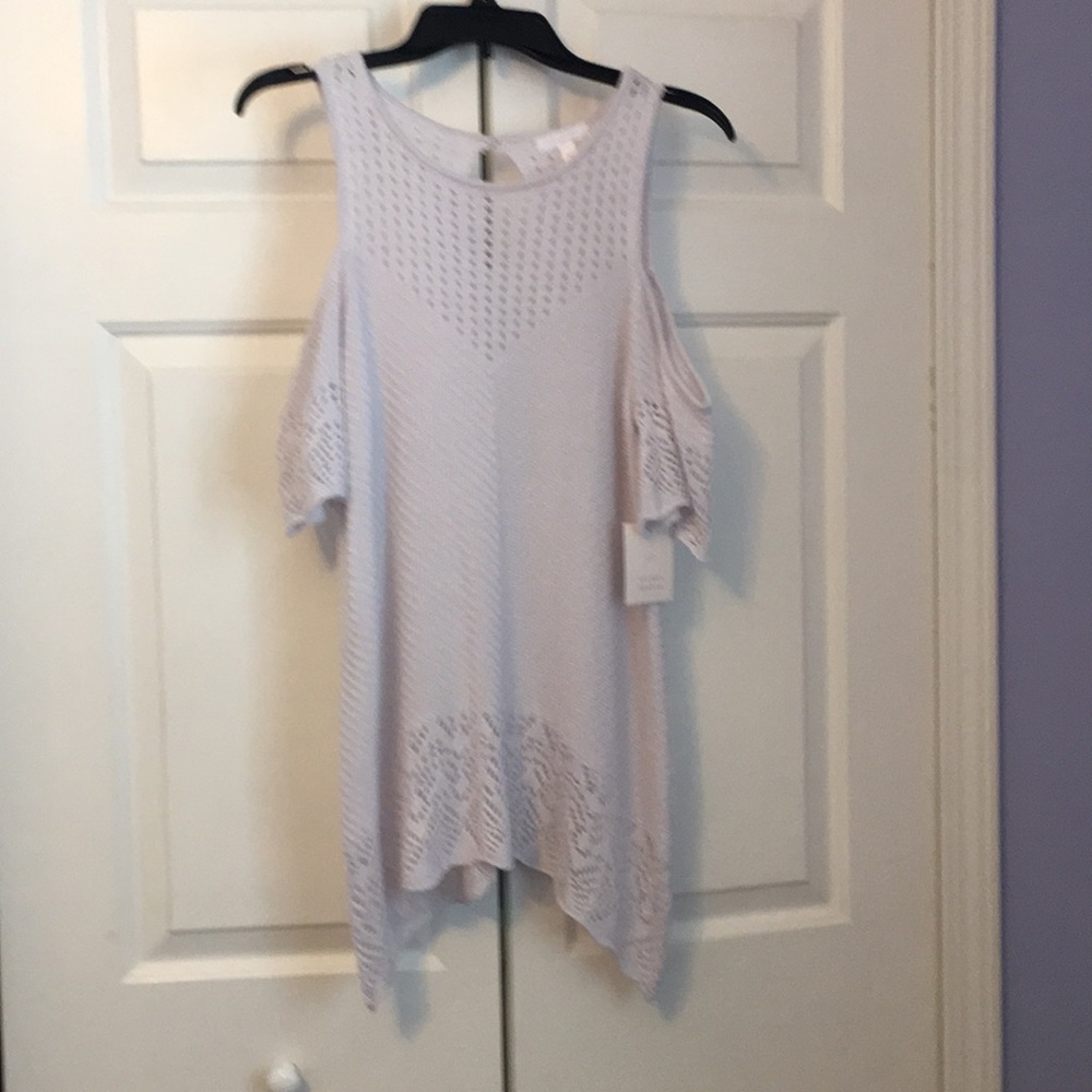 Lauren Conrad Pointelle Cold Shoulder Top